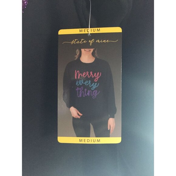 Merry Everything Black Sparkle Sweatshirt By State Of Mine - Picture 5 of 7